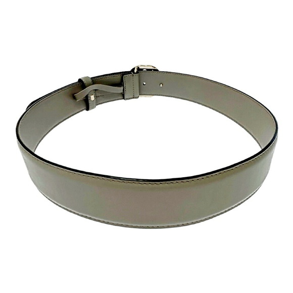 Gucci Interlocking GG Buckle Leather Belt Grey Gold - Picture 4 of 9